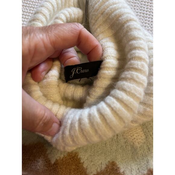 J. Crew Wool Alpaca Blend Chunky Ski Fair Isle Turtleneck Sweater Supersoft L - Picture 4 of 5